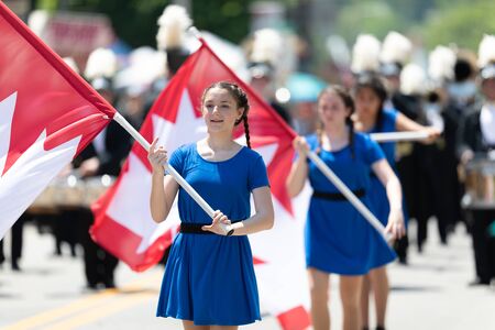 Buckhannon, West Virginia, USA - May 18, 2019: Strawberry Festival, The Diplomats Drum and Bugle...