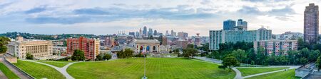 Kansas City in the state of Missouri, United States of America, Skyline as seen from the National World War One Memorialの写真素材