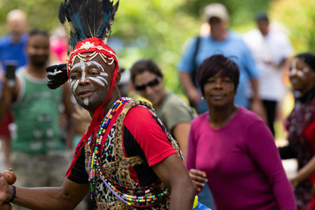 St. Louis, Missouri, USA - August 24, 2019: Festival of Nations, Tower Grove Park, Members of the...