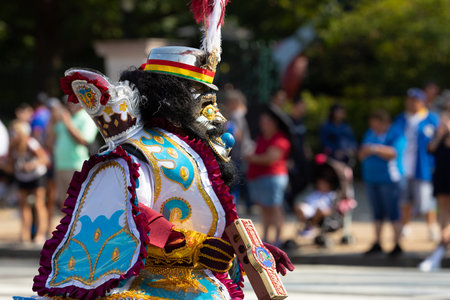 Washington DC, USA - September 21, 2019: The Fiesta DC, bolivian dancers performing the Dance of the...