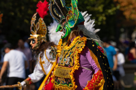 Washington DC, USA - September 21, 2019: The Fiesta DC, bolivian dancers performing the Dance  La...