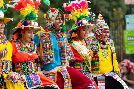 Washington DC, USA - September 21, 2019: The Fiesta DC, Bolivian dancers performing the Dance of the...