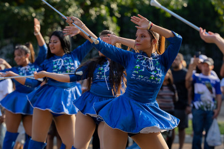 Washington DC, USA - September 21, 2019: The Fiesta DC, Cheerleaders from the Angeles de Paz from el salvador, dancing at the paradeのeditorial素材