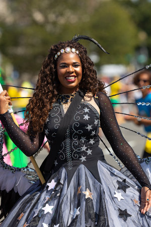 Washington DC, USA - September 21, 2019: The Fiesta DC, Brazilian women, wearing traditional...