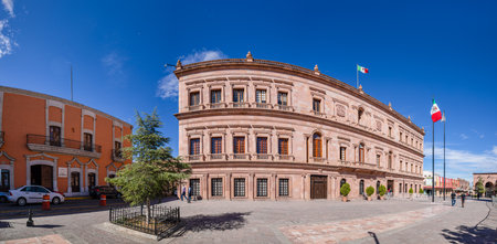 Saltillo, Coahuila, Mexico - November 21, 2019: The Pink Palace, state government building in the Plaza de Armas, Saltilloのeditorial素材