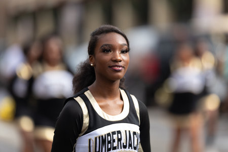 New Orleans, Louisiana, USA - November 30, 2019: Bayou Classic Parade, Members of the Lumberjacks...
