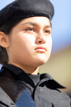 Matamoros, Tamaulipas, Mexico - November 20, 2019: The Mexican Revolution Day Parade, war band...