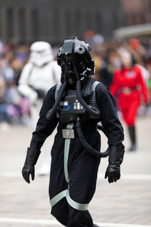 Houston, Texas, USA - November 28, 2019: H-E-B Thanksgiving Day Parade, Members of the 501st Legion dress up as Star Wars movie characters, going down Milam street during the paradeのeditorial素材
