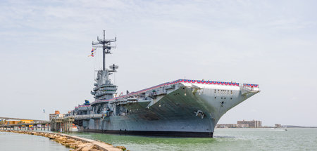 The USS Lexington aircraft carrier museum ship, at Corpus Christi, Texas, USA