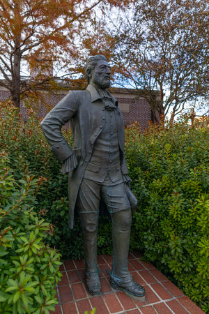 Nacogdoches, Texas, USA - November 16, 2019: Statue of Gil Y'Barbo, founder of the city,のeditorial素材