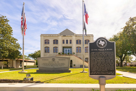 Woodville, Texas, USA - October 17, 2021: Plaque Telling the history of Lt. Col. Philip A. Work.のeditorial素材