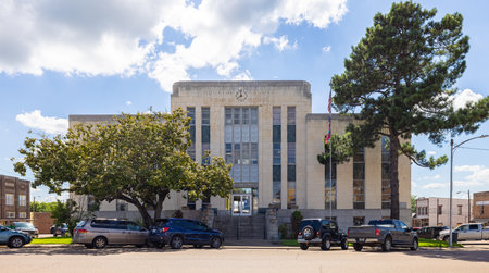 Crockett, Texas, USA - June 30, 2021: The Houston County Courthouse