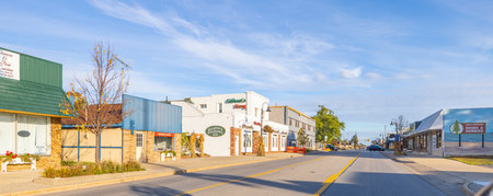 Oscoda, Michigan, USA - October 23, 2021: The business district on State Street