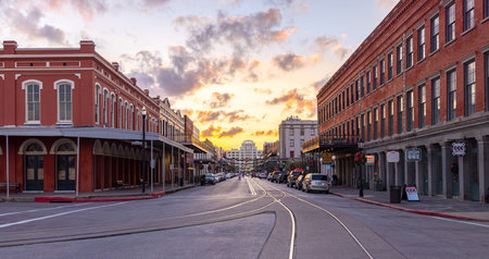 Galveston, Texas, USA - November 23, 2021: The old business district on PostOffice Streetのeditorial素材