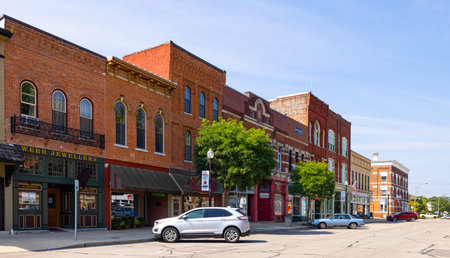 Winchester, Indiana, USA - August 21, 2021: The business district on Franklin Streetのeditorial素材