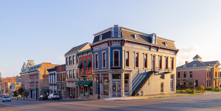 Wabash, Indiana, USA - August 22, 2021: The business district on Wabash Street