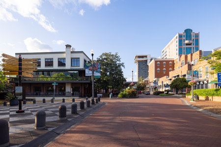 Tallahassee, Florida, USA - April 18, 2022: Business district Adams Street, looking north at downtownのeditorial素材