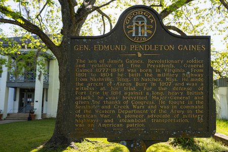 Fort Gaines, Georgia, USA - April 19, 2022: Plaque tells the history of Gen, Edmund Pendleton Gainesのeditorial素材