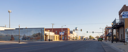 Hennessey, Oklahoma, USA - October 17, 2022: The old business district on Main Streetのeditorial素材
