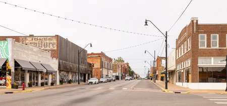 Okmulgee, Oklahoma, USA - October 16, 2022: The old business district on 6th Street