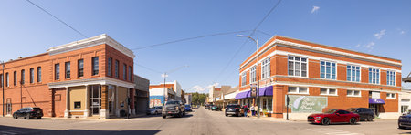 Poteau, Oklahoma, USA - October 15, 2022: The old business district on Dewey Avenue