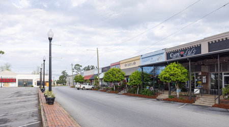 Colquitt, Georgia, USA - April 17, 2022: The old business district on Main Street
