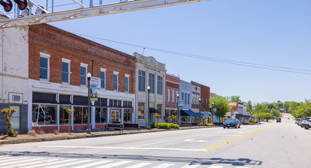Montezuma, Georgia, USA - April 19, 2022: The old business district on Dooly Streetのeditorial素材