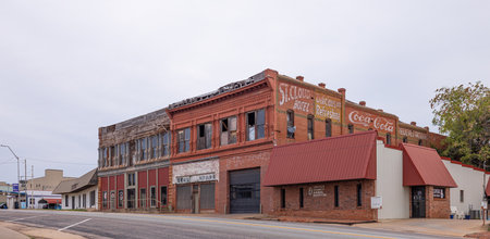 Chandler, Oklahoma, USA - October 16, 2022: The old business district on Manvel Avenueのeditorial素材