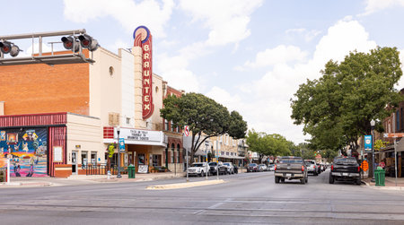 New Braunfels, Texas, USA - October 14, 2022: The old business district on San Antonio Streetのeditorial素材