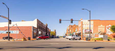Guthrie, Oklahoma, USA - October 17, 2022: The old business district on Harrison Avenueのeditorial素材