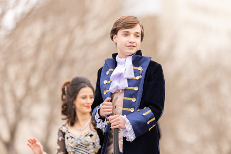 Laredo, Texas, USA - February 19, 2022: The Anheuser-Busch Washingtonâ€™s Birthday Parade, Boy...