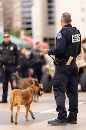 Laredo, Texas, USA - February 19, 2022: The Anheuser-Busch Washingtonâs Birthday Parade, Members of the Laredo K-9 Unitのeditorial素材