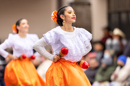 Brownsville, Texas, USA - February 26, 2022: Charro Days Grand International Parade, Members of the...