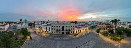 Aerial view of Matamoros Tamaulipas Mexico main plaza areaの写真素材