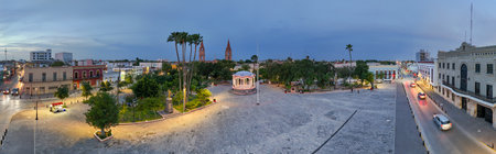 Aerial view of Matamoros Tamaulipas Mexico main plaza area