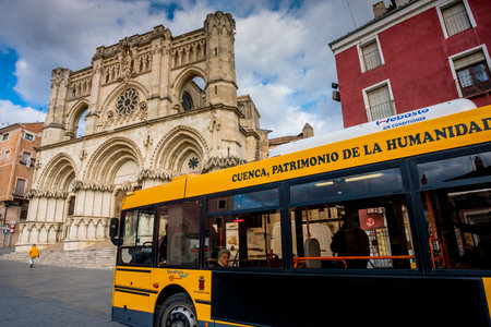 Cuenca, Spain, Cathedral, medieval town situated in the middle of two ravinesのeditorial素材