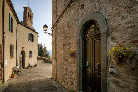 Italy, Tuscany, Montegemoli, San Bartolomeo Churchの写真素材