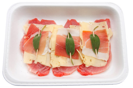 Composition of pork and beef in organic material pan