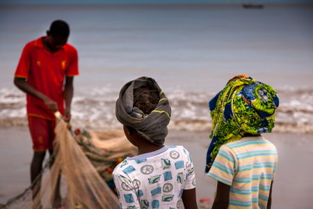Yongoro, Sierra Leone - June 01, 2013: West Africa, the beaches of Yongoro in front of Freetown