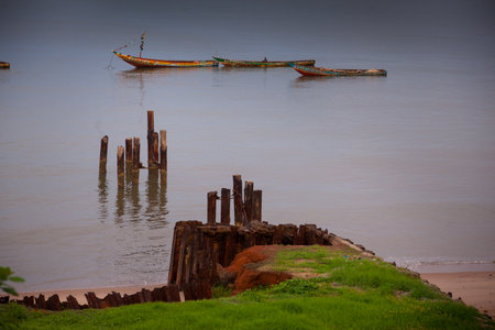 Yongoro, Sierra Leone - June 03, 2013: West Africa, the beaches of Yongoro in front of Freetownのeditorial素材