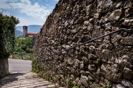 Garfagnana, Tuscany, Italy - ancient village of Ceserana view of the town with the medieval fortressの写真素材