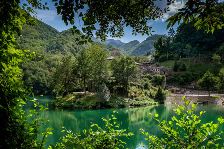 Garfagnana, Tuscany, Italy - Isola Santa is a ghost village at the heart of Apuan Alpsの写真素材