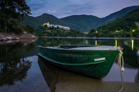 Garfagnana, Tuscany, Italy - Vagli di Sotto village on Lago di Vagli, Vagli lakeの写真素材