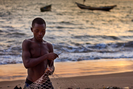 Yongoro, Sierra Leone - June 05, 2013: West Africa, the beaches of Yongoro in front of Freetownのeditorial素材