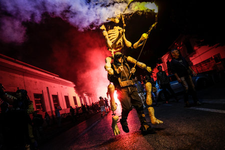 Pontedera, Italy - July 14, 2016: The Avalot Fire show in Viale Rinaldo Piaggio in Pontedera,...