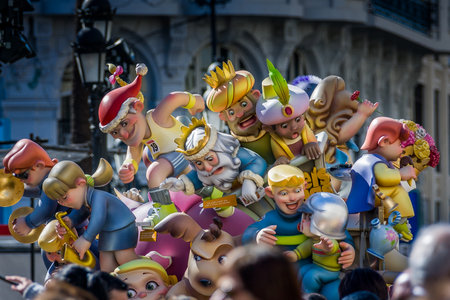 Valencia, Spain - 16, march, 2008 - The Fallas Festival, feast of Saint Joseph with the floral offering to the Virgin Maryのeditorial素材