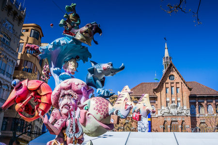Valencia, Spain - 16, march, 2008 - The Fallas Festival, feast of Saint Joseph with the floral...