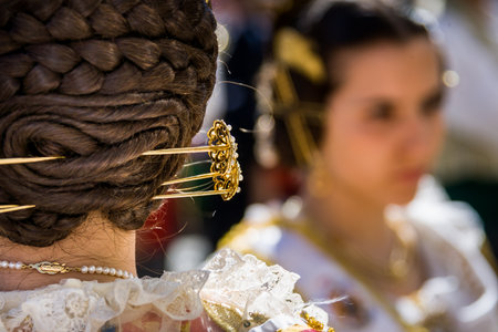 Valencia, Spain - March 16, 2008 - The Fallas Festival, feast of Saint Joseph with the floral offering to the Virgin Maryのeditorial素材