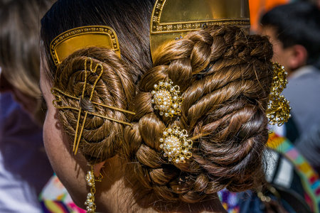 Valencia, Spain - March 16, 2008 - The Fallas Festival, feast of Saint Joseph with the floral offering to the Virgin Maryのeditorial素材