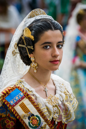 Valencia, Spain - March 16, 2008 - The Fallas Festival, feast of Saint Joseph with the floral offering to the Virgin Maryのeditorial素材